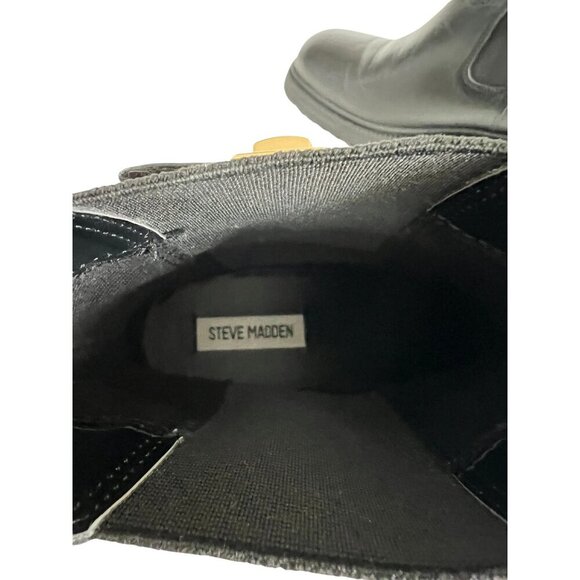 Steve Madden Black Leather Gates Ankle Boots Size 10 - Picture 8 of 8